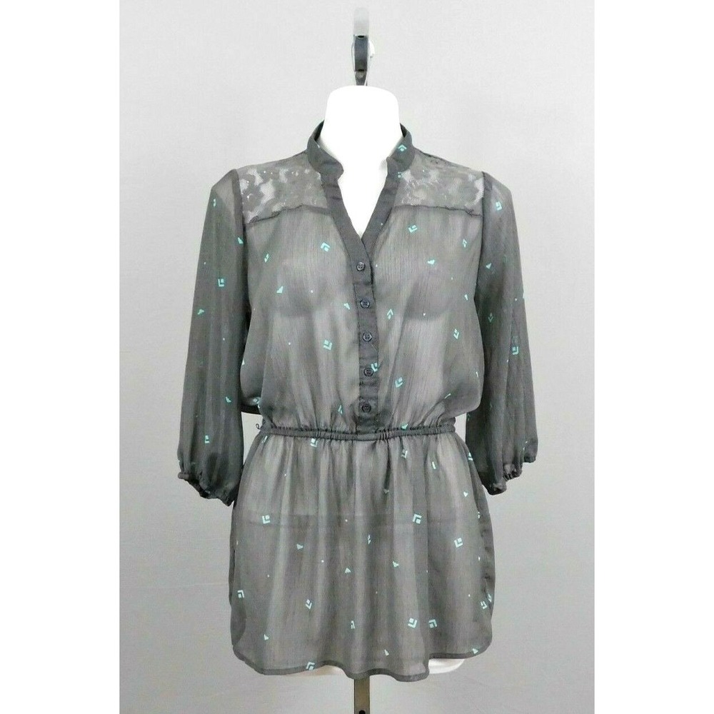 Mossimo Supply Co. Women Shirt, Size L, Gray, Blue, polyester,‎ nylon